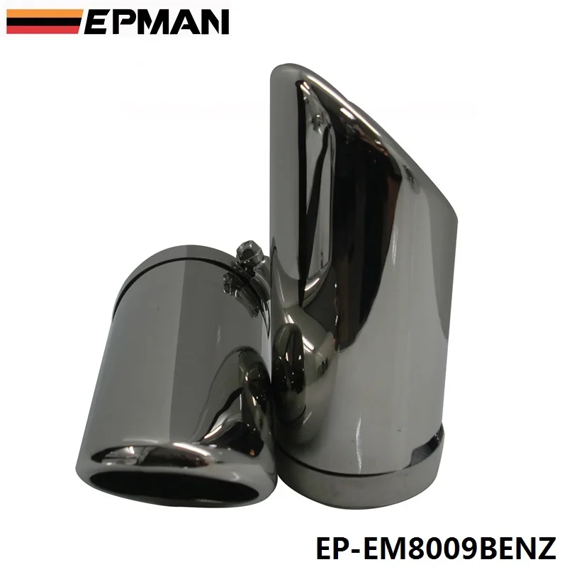 EPMAN 2 x 304 Stainless Steel Chrome Tip Exhaust Muffer Pipe For BENZ C180 W204 Car EP-EM8009BENZ