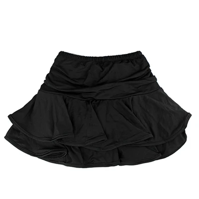 Танцевальная юбка для девочек, Латинская Сальса, ча-Румба, Самба, Современные Бальные юбки с шортами, 10 цветов - Цвет: Black