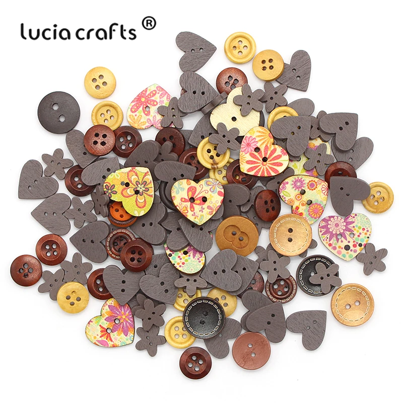 Lucia crafts 50 шт 15-25 мм смешанные стили деревянные пуговицы для рождественские вечерние украшения для самостоятельного пошива одежды аксессуары ручной работы E0607