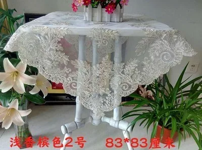 

Square 83cm European Style Embroidered Tulle Lace Tablecloth Cover Towel Refrigerator Air Conditioning Dust Table Cloth Tapete