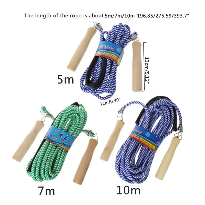 Hot Wooden Handle Skipping 5m 7m 10m Gym School Group Multi Person Nylon Rope Jumping