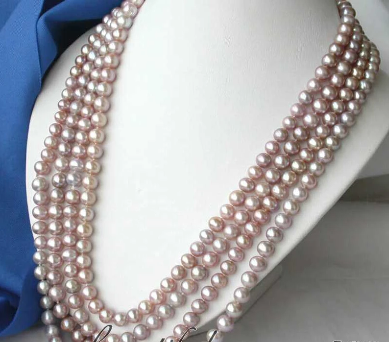 

FREE SHIPPING ******* z2803 Natural 100" 9mm round lavender freshwater pearl necklace