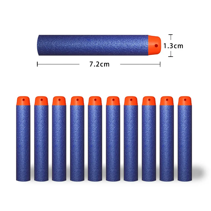 

100Pcs Multicolor Soft Toy Gun Bullets EVA Hollow Hole Head 7.2cm Refill Darts Bullets for Nerf Series Blasters Toy Gun Kid Gift