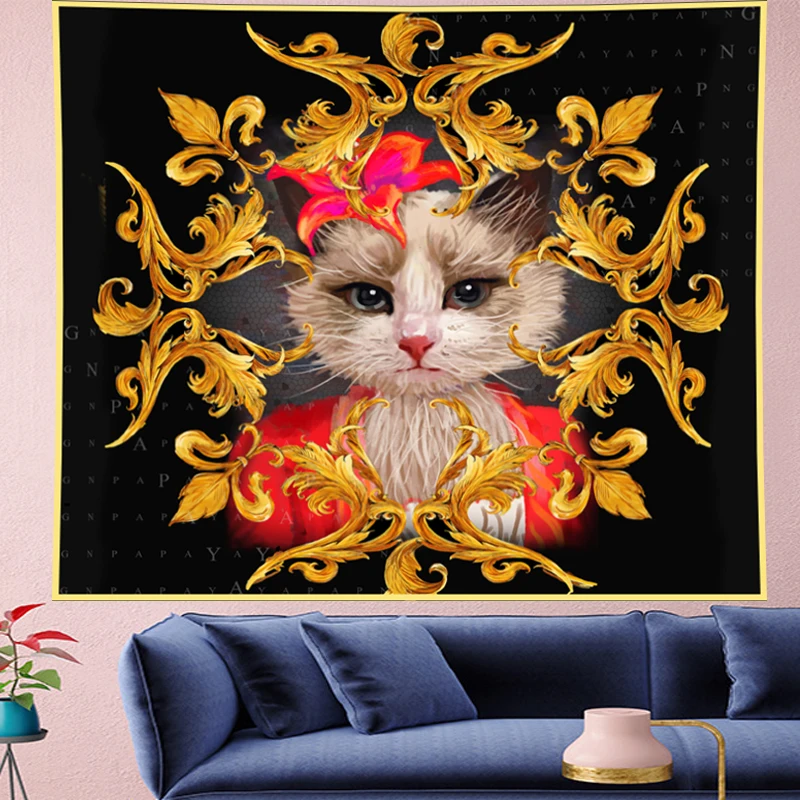 

Court style retro Miss cat Deconstruction Tapestry Vintage macrame Yoga Mat painting flower Wall Hanging home decor GN.PAPAYA