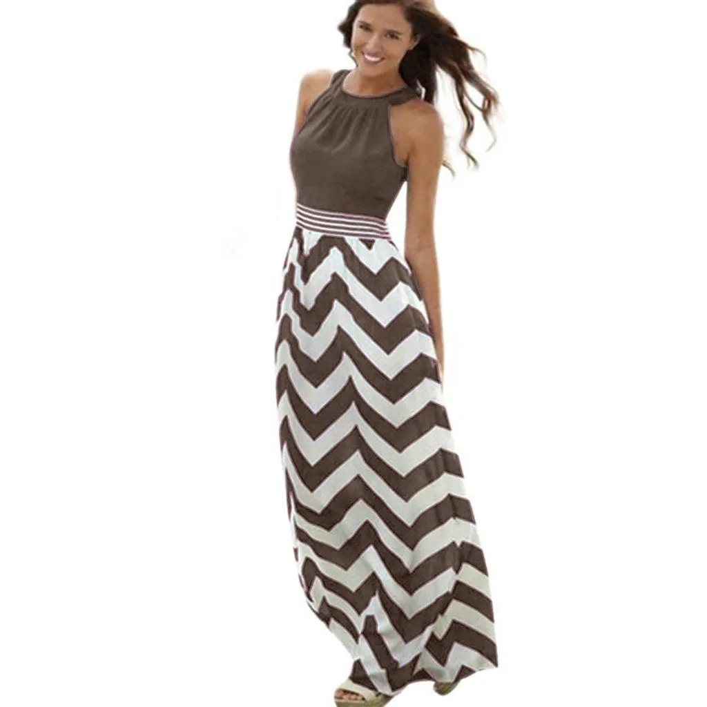 Plus Size Summer Maxi Dress 2019 Women Zig Zag Long Dress Party Dresses Woman Party Night Elegant Dress
