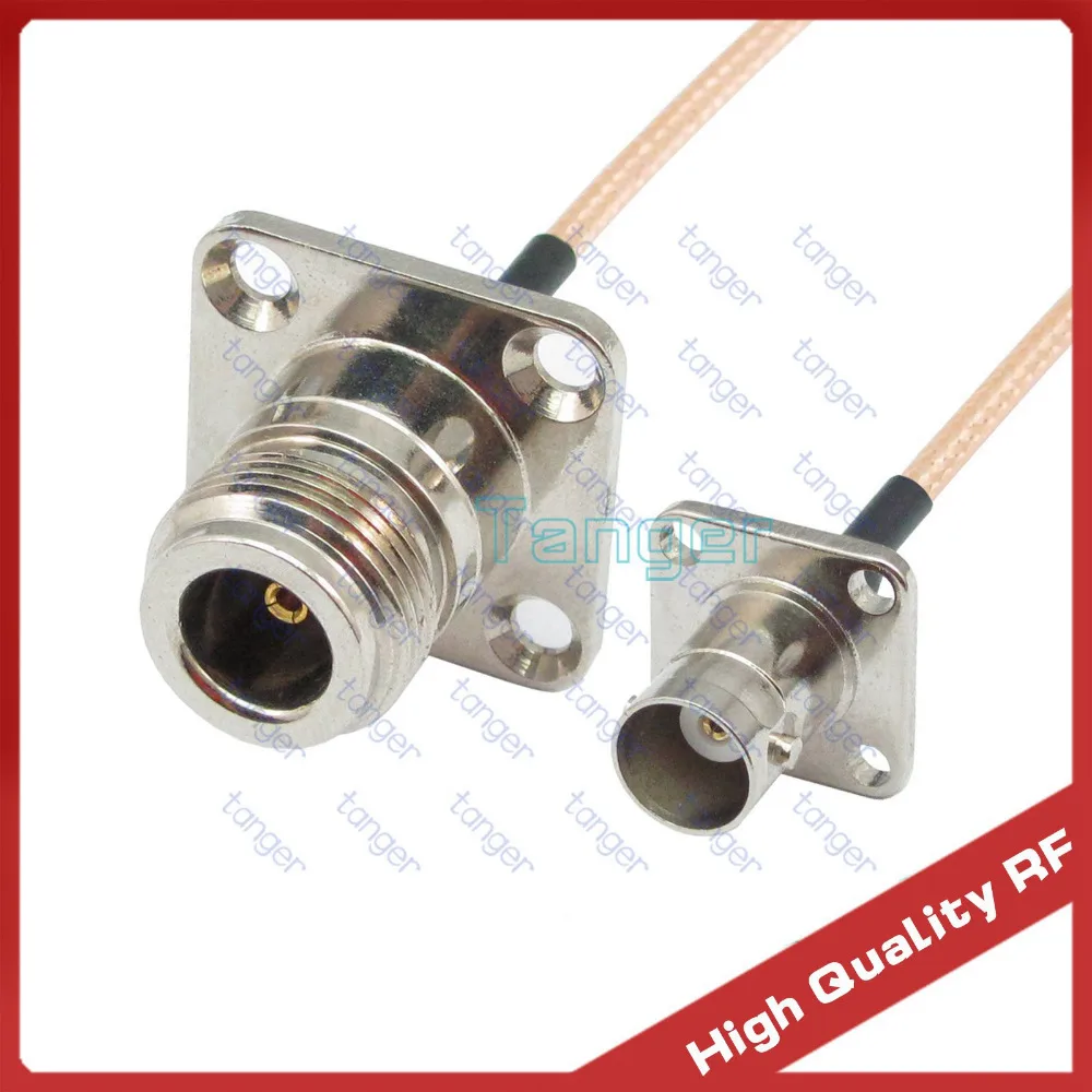 

N female jack 4hole panel to BNC female 4four hole panel straight with RG316 Coaxial Pigtail Jumper Low Loss cable 3feet 100cm