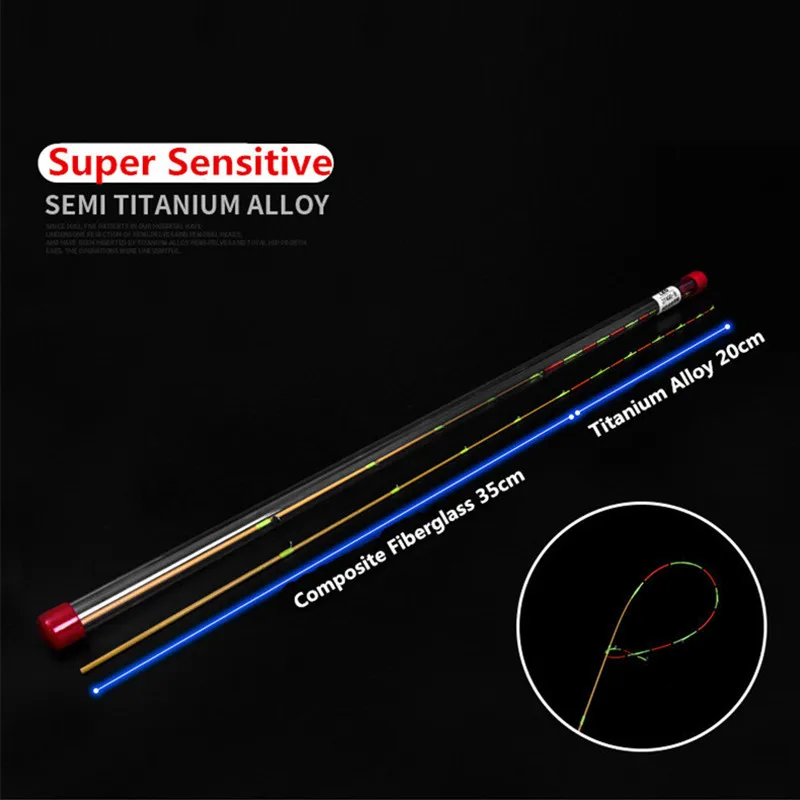 Exclusive Quality Glow in Dark Half Titanium Fiberglass Fishing Rod Tip Unbreakable Sensitive Fishing Rod Tip 55cm 2.6mm Dia