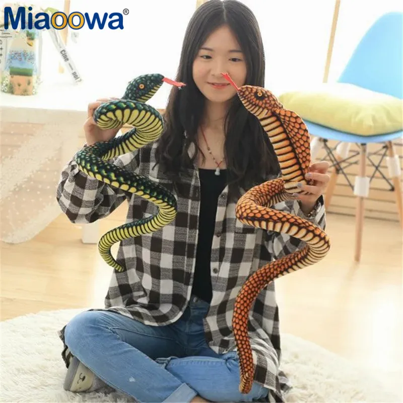 

1pc 130cm Simulation Cobra and Python Snake Plush Toy Soft Stuffed Zodiac Dolls Funny Gift for Children Kids Party Toys