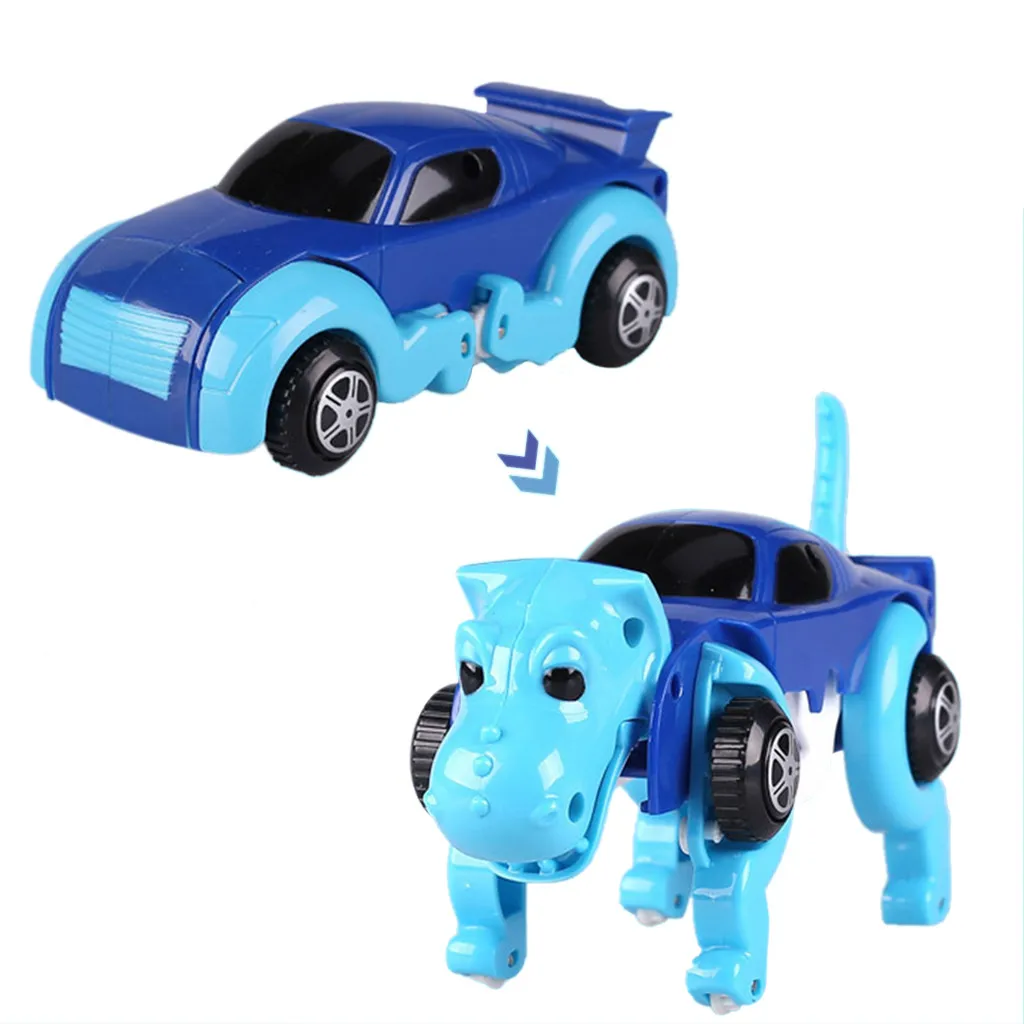 Мини автомобиля Для детей игрушка автоматическое преобразование собака/Динозавр автомобиль Заводной ветер игрушка для детей Подарки M1219