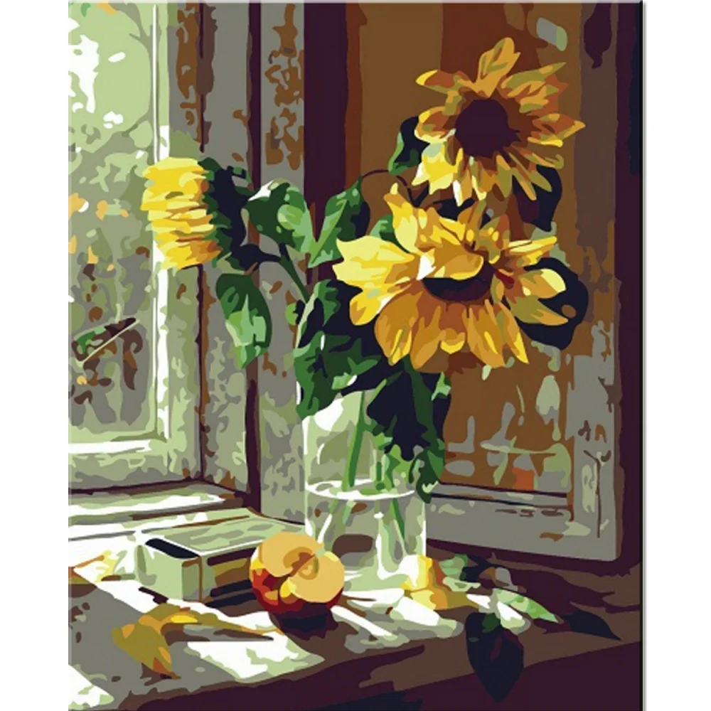 Wholesale DIY Art Handmade Sunflower Wall Painting By Numbers Still