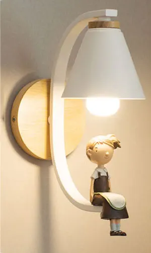 Настенный светильник в скандинавском стиле для гостиной, спальни, креативный настенный светильник, прикроватный настенный светильник для балкона, светильник для комнаты, светодиодный декоративный светильник - Цвет абажура: White--Girl