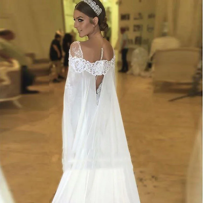 Великолепное свадебное платье, длинное, Casamento, с накидкой, кружевное, Vestido De Noiva, для невесты, вечерние платья, с открытыми плечами, классическое свадебное платье es