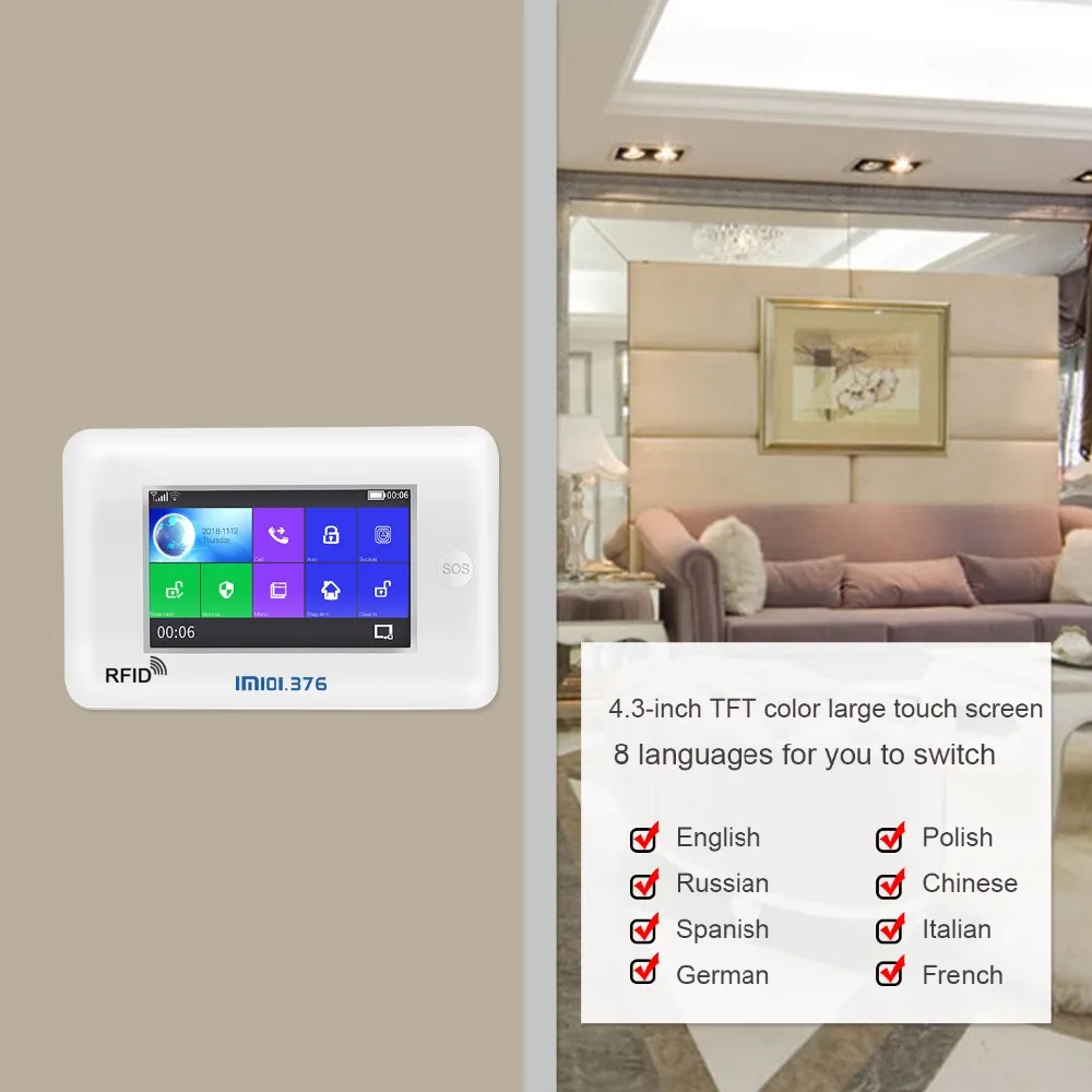 LM101.376 Wireless Home GSM WiFi Security Alarm System DIY Kit APP Control With Auto Dial Motion Detector Sensor Burglar alarm LM101.376 Wireless Home GSM WiFi Security Alarm System DIY Kit APP Control With Auto Dial Motion Detector Sensor Burglar alarm