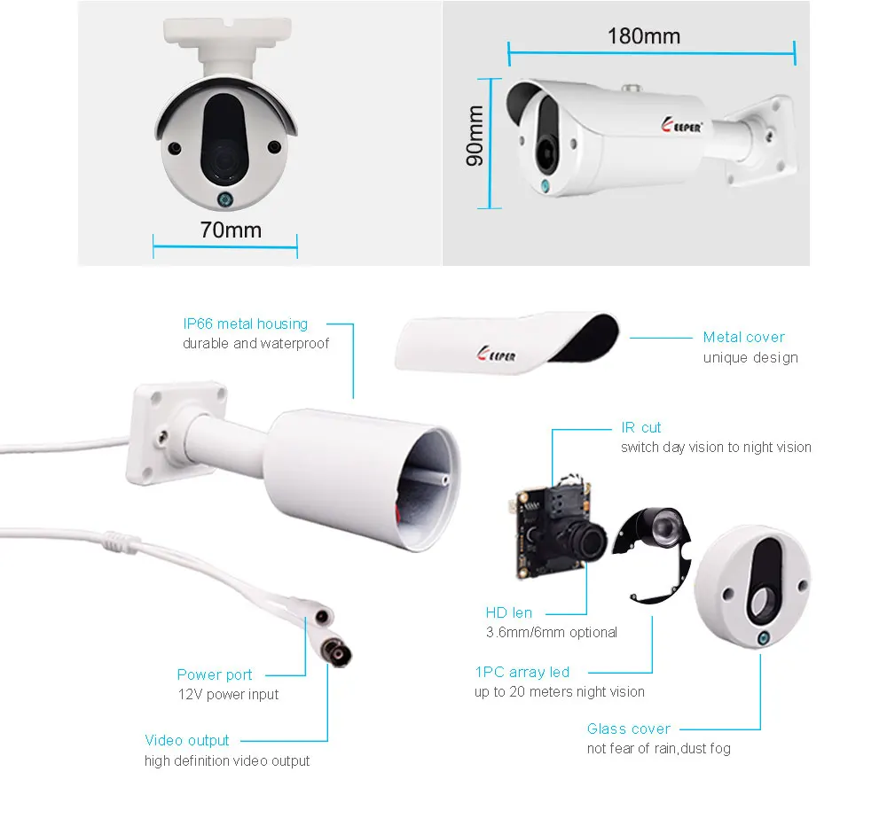 Keeper Surveillance Camera AHD Analog Camera 1080P Night Vision CCTV Camera IR Outdoor Waterproof Security Camera Sony Sensor46