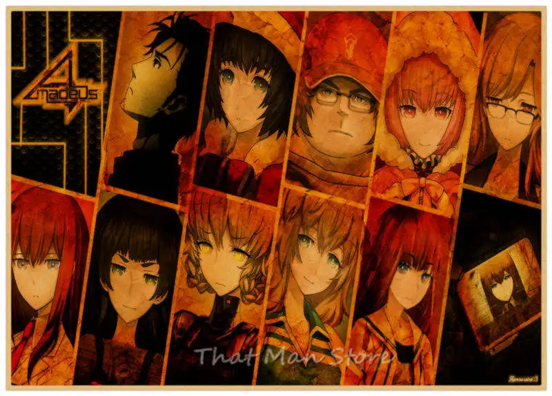 New Steins Gate Okabe Rintarou Makise Kurisu Shiina Mayuri Wall Sticker Kraft Poster Japanese Anime 30 21cm Wall Stickers Aliexpress
