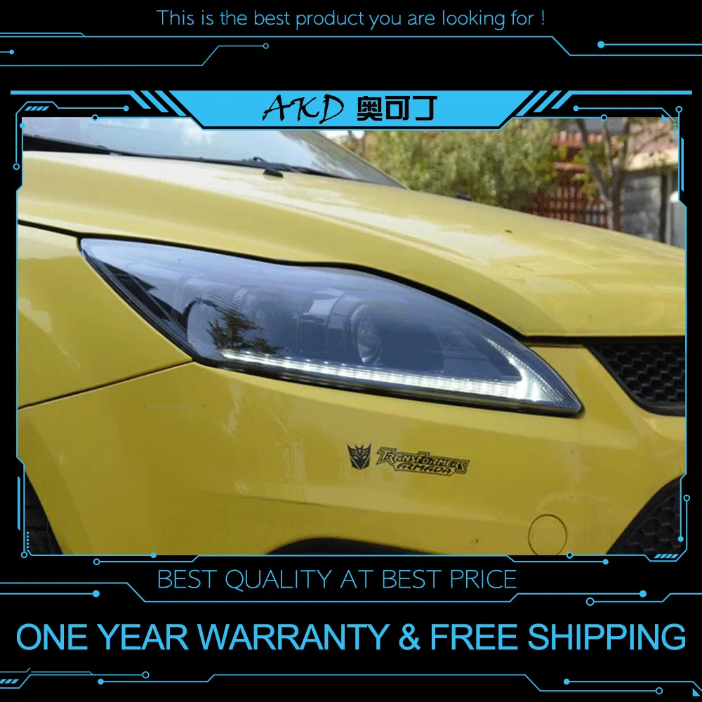 

AKD tuning car Headlight For Ford focus 2009-2011 Headlights LED DRL Running lights Bi-Xenon Beam lights angel eyes