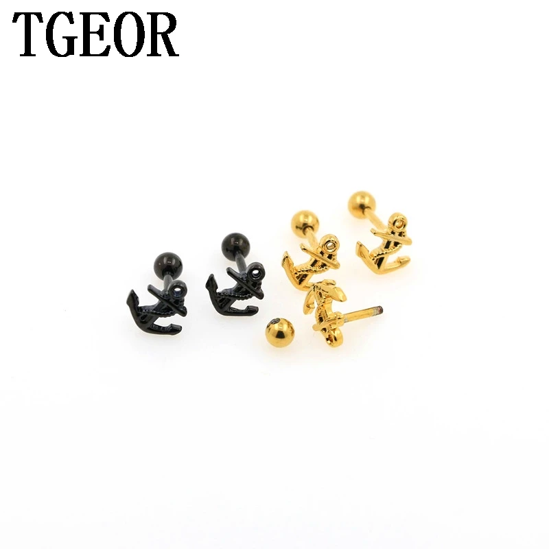 

Charm titanium colors 1 pair 16g surgical Stainless Steel anchor ear tragus piercing earring