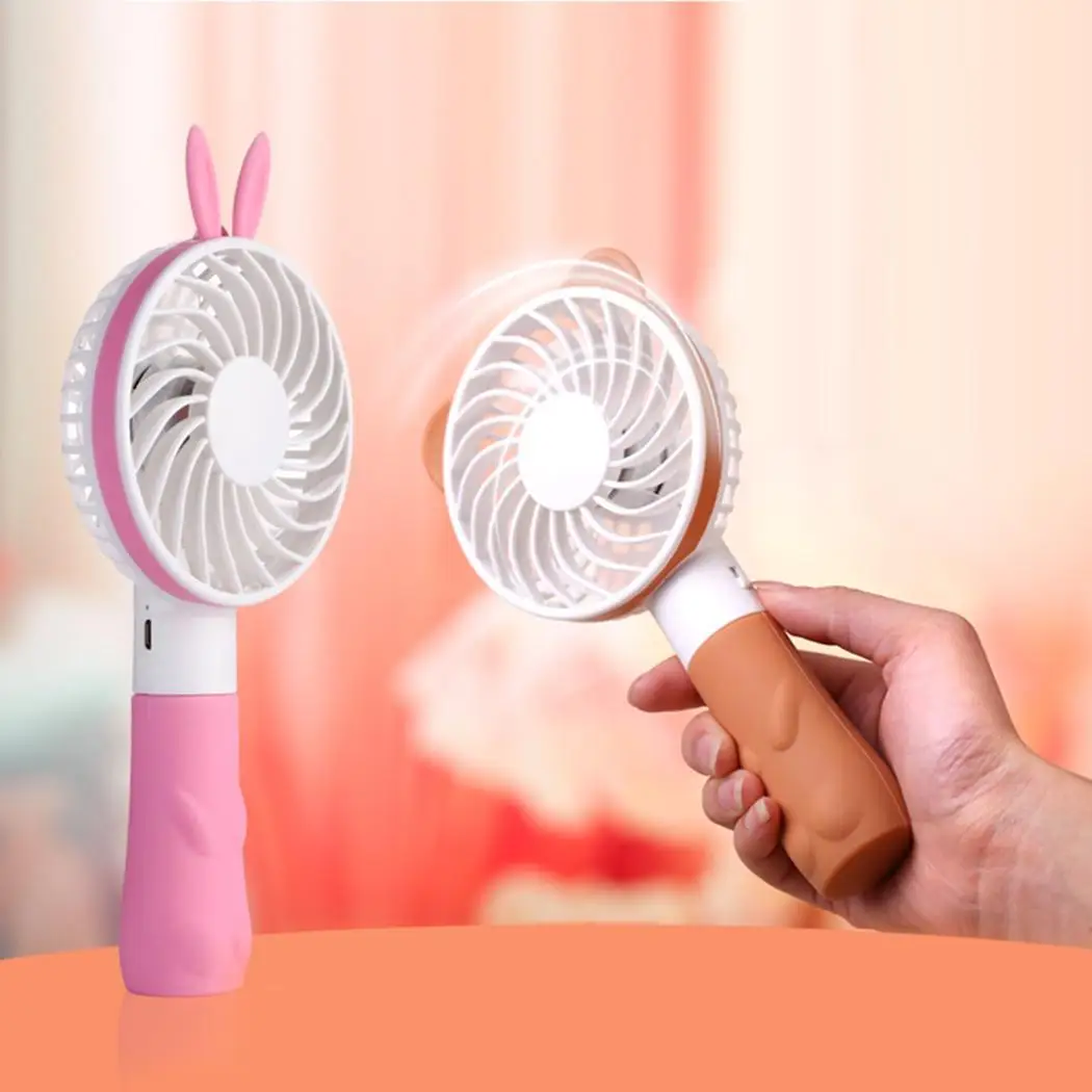 

Portable Mini USB Fan Rabbit Shape Handheld Cooling Rechargeable Air Conditioner Child Fans For Home Office Travel with Strap