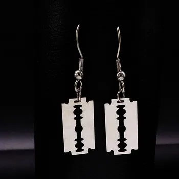 

Fashion Stainless Steel Small Razor Blade Earrings Silver Plated Drop Earring Steampunk Hanging Earrings Jewelry Women E669S01