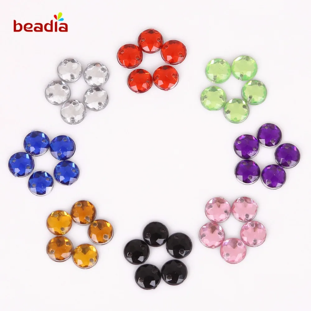 

8mm 100Pcs/lot 10Colors Crystal Round Rinestones Sew On Rhinestone 2 Holes Flatback Acrylic Jewelry For Wedding Dress Clothes