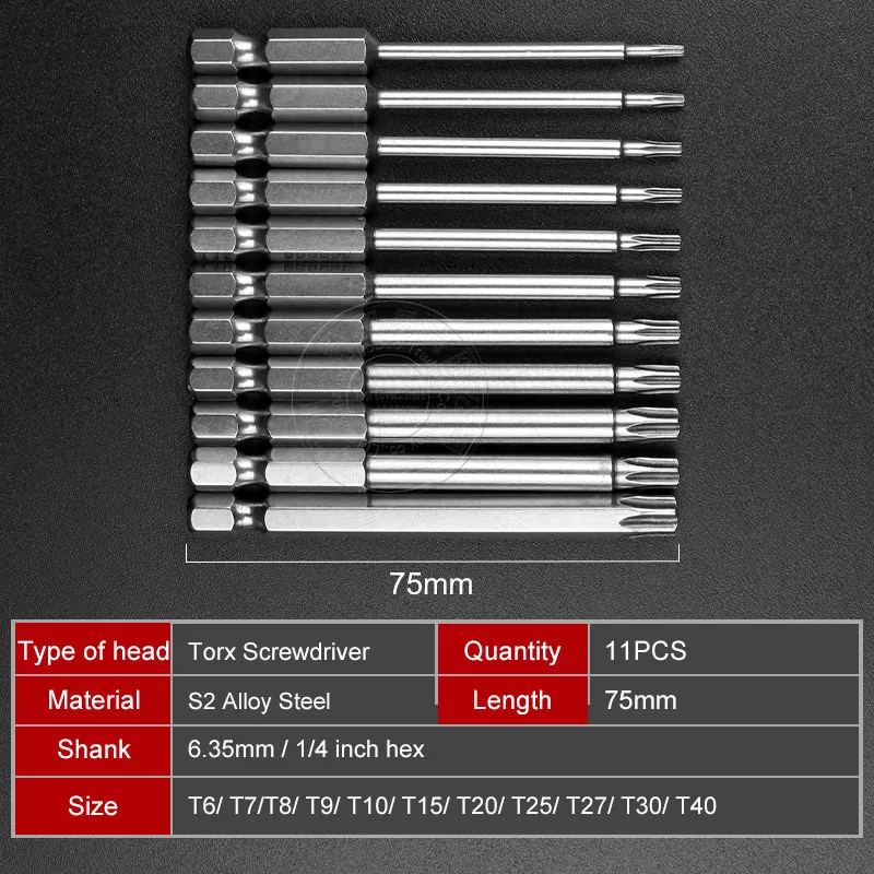 BROPPE 11 шт./компл. 75 мм Torx шестигранные Tri-Wing» и «гаечный ключ с крестовым Биты Сверла Набор прочный хром-ванадиевая сталь Сталь Отвертки Набор для всей поверхности головы