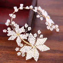 Bridal Headband Crown Wedding Party Gift Tiara Handwork Pearl Bead Flower Jewelry Hair Accessories DIY Hair Ornaments Wholesale