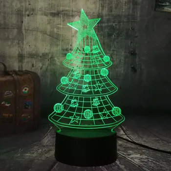 

Multicolor New Star Christmas Tree 3D LED Night Light Home Decoration Sleep Lamp 7 Color Happy New Year lamp Kid Baby Present
