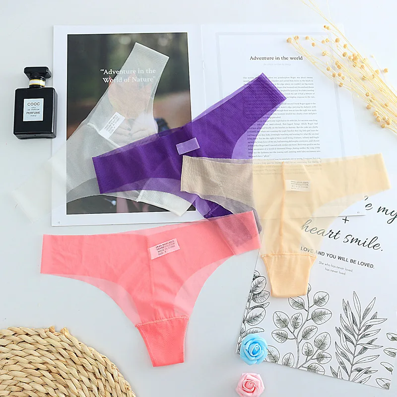 2019 New Full Transparent Panties Women Sexy Seamless Briefs Ladies Solid Thin Thongs and G-string Mesh Lace Underwear (3)