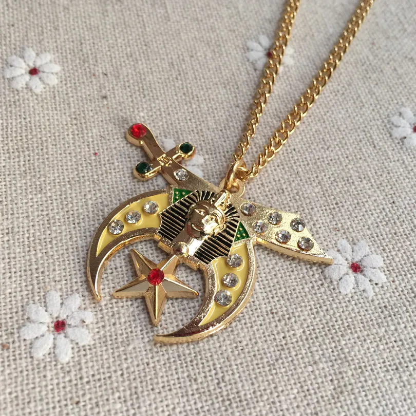 1 шт. масонская Shriner цепочки и ожерелья подвеска со стразами масоном мягкой эмалью Драгоценности для Lodge 3D Металл ремесло подарок