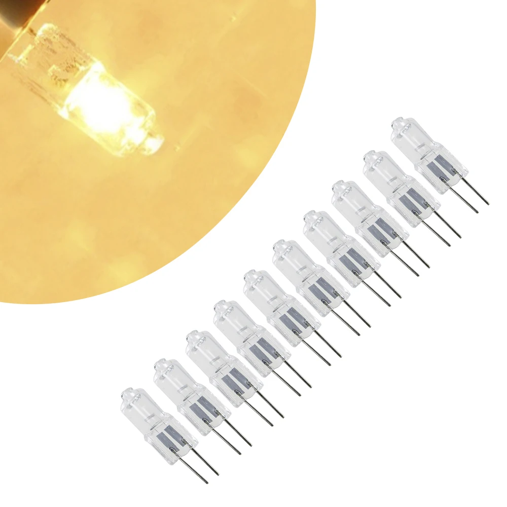 

10PCS G4 Warm White Halogen Capsule Bi-Pin Light Bulb Lamp AC12V 20W Replace Bulbs for Crystal Lamp Super Brightness JQ