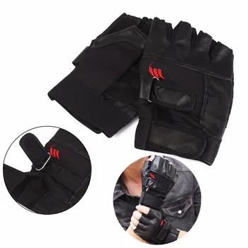 

Black Men PU Leather Weight Lifting Gym Gloves Workout Wrist Wrap Sports Exercise Training Fitness 1 Pair
