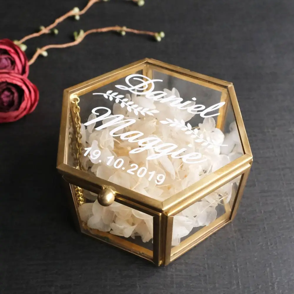 Custom Glass Box Rustic Wedding Ring Box Ring Bearer Holder Box Jewelry Box