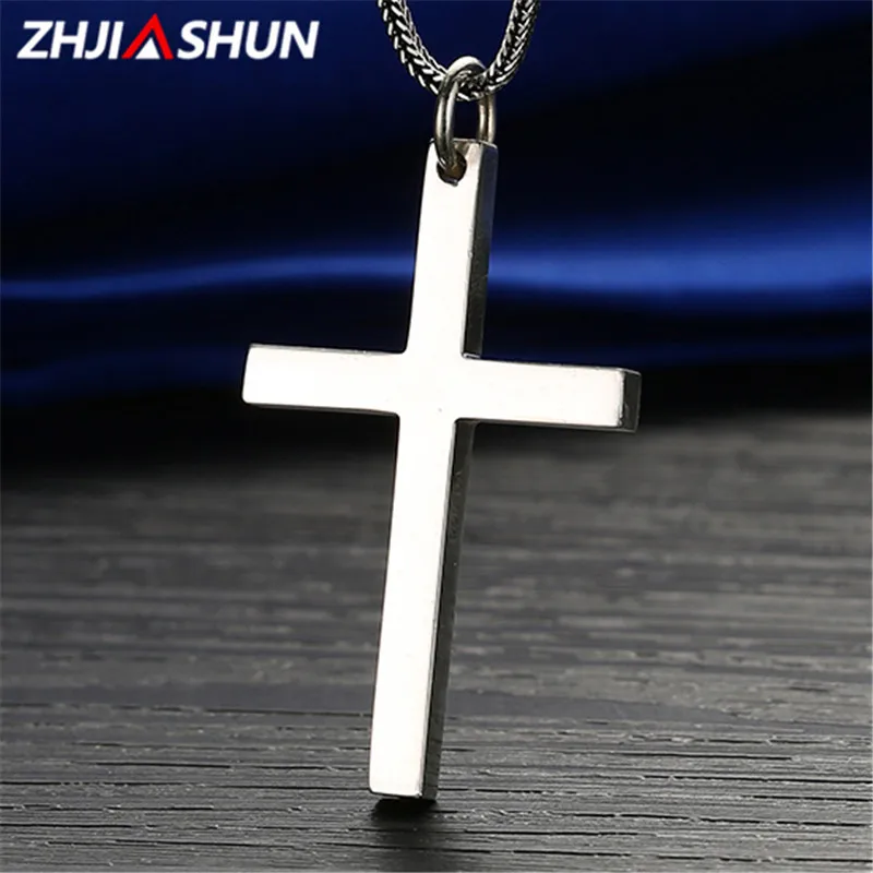 

ZHJIASHUN 925 Silver Cross Necklace for Men Women Solid S925 Sterling Silver Cross Pendant Necklace Jesus Christianity Jewelry