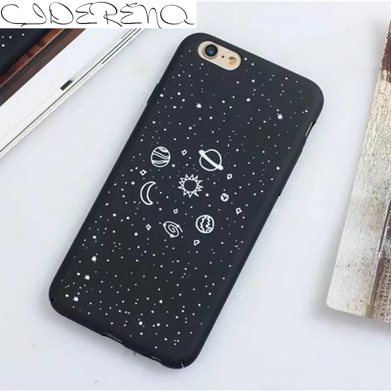 

CIDERENA 1 Pc/lot Hard PC Matte Full Fitted Black Universe Star Space Patterned Protector Cover Cell Phone Case for iPhone 8 7