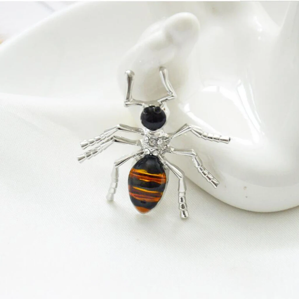 Chic Alloy Enamel Rhinestone Ant Insect Brooch Pin Costume Jewelry Accessory
