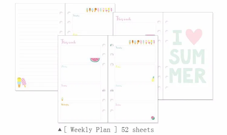Dokibook Hello Летняя серия блокнотов внутренние страницы для Lovedoki ежедневник планировщик A5 A6 A7 Еженедельный Ежемесячный план