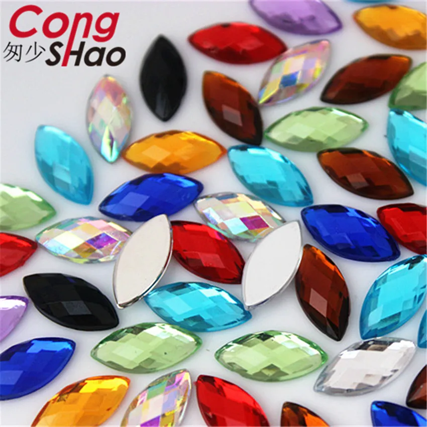 

Cong Shao 200pcs 7*15mm Colorful flatback Horse Eye stones and crystals Acrylic Rhinestones trim Phone costume Decoration ZZ720