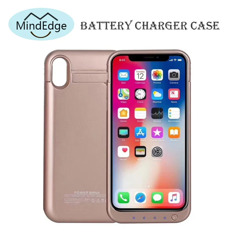 

Shockproof Luxury 5000mah Battery Charger Case for iphone X Power Bank Case Pack Backup Battery Back Cover 360 Shockproof Fundas