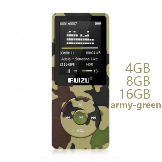 RUIZU X02 Ультратонкий MP3-плеер Usb 4 ГБ 8 ГБ 16 ГБ для хранения 1,8 дюймов экран воспроизведение 80h Высокое качество радио Fm Электронная книга музыкальный плеер - Цвет: Зеленый