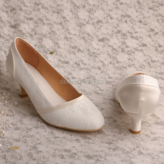 Ivory Satin Pointy Toe Pump Low Heel with Satin Bow - Bridesmaid Shoes, Bridal  Shoes, Wedding Shoes