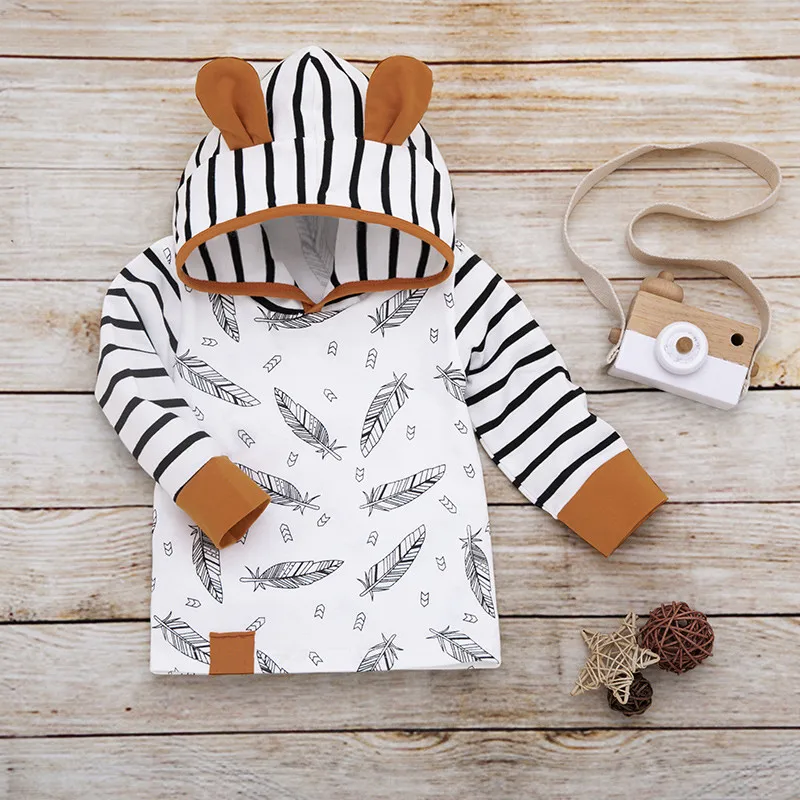 Toddler Infant Baby Girls Clothes Autumn Tracksuit Striped Printed Hooded Sweater+Leggings Pants Outfit Set 0-24M