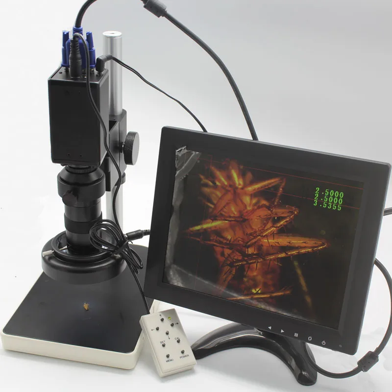 

VGA Microscope Camera With Remote Control Switch Measurement X/Y Cross-Line Detection+130X Optical C-Mount Lens+Holder+LED