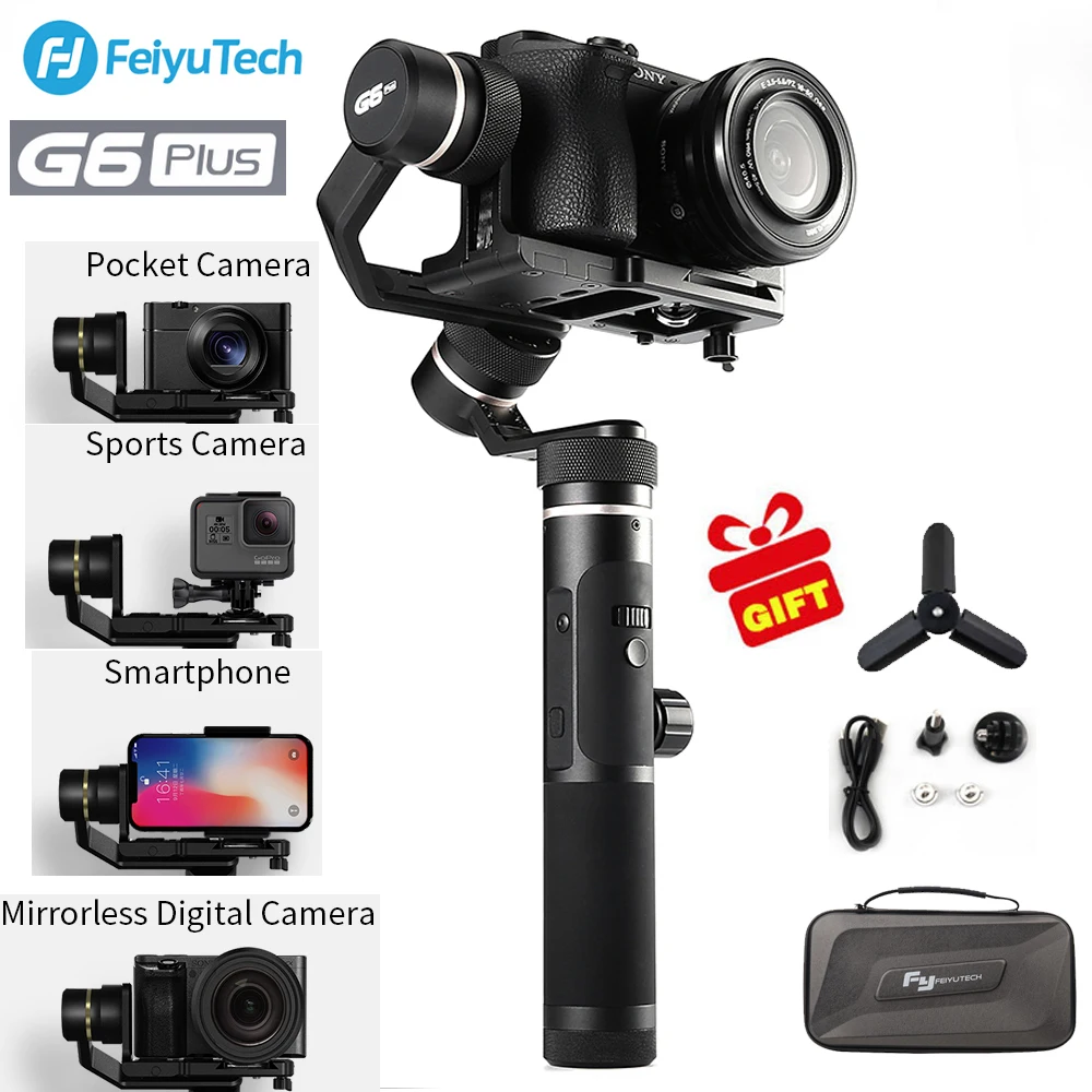 

FeiyuTech Feiyu G6 Plus 3-Axis Handheld Gimbal Stabilizer G6PLUS for Mirrorless Camera Pocket Camera GoPro Smartphone iphone