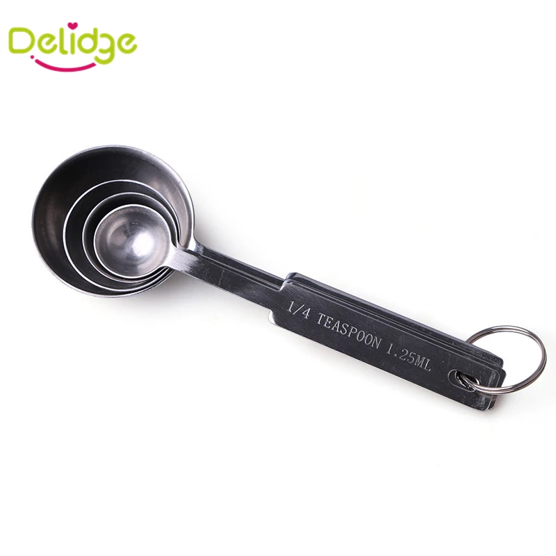 Кухонные мерные ложки Delidge 4 шт./компл. с линейкой из нержавеющей стали|kitchen measuring