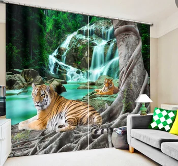 

Tigers Animals Luxury 3D Blackout Curtains For Living room Bedding room Drapes Cotinas para sala for Chirstmas decorative