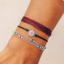 3 шт./компл. богемный геометрический браслет с хрустальной подвеской для женщин Многоцветный кожаный тканый браслет из бусин набор ювелирных изделий вечерние подарки