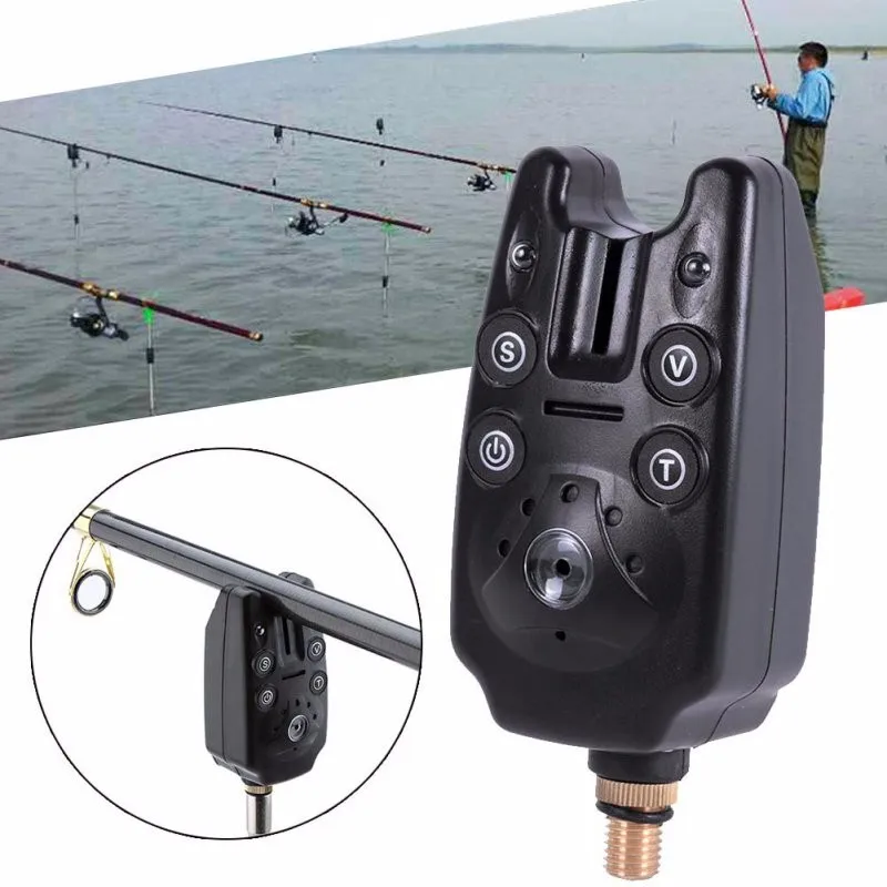 2 светодиодный, Регулируемый тон, громкость, чувствительность, звуковое оповещение, сигнализация для рыбалки, водостойкая, рыболовная сигнализация для удочки