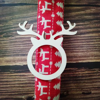 

Wooden Deer Napkin Ring Holder Blank Wood Christmas Ornament Reindeer Unfinished Wooden Ornament Decorations DIY Craft