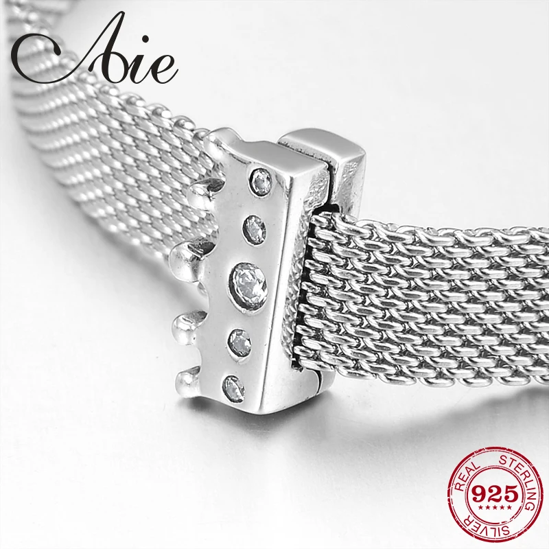 

New 925 Sterling Silver Prince's crown Clear CZ clip beads Fit Original reflection Clip Charm Bracelet Jewelry making