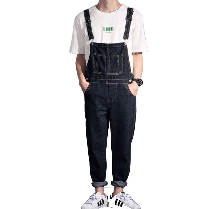 Mens Cotton Denim Black Jumpsuit Bib Overall Jeans Men Fashion Casual ...